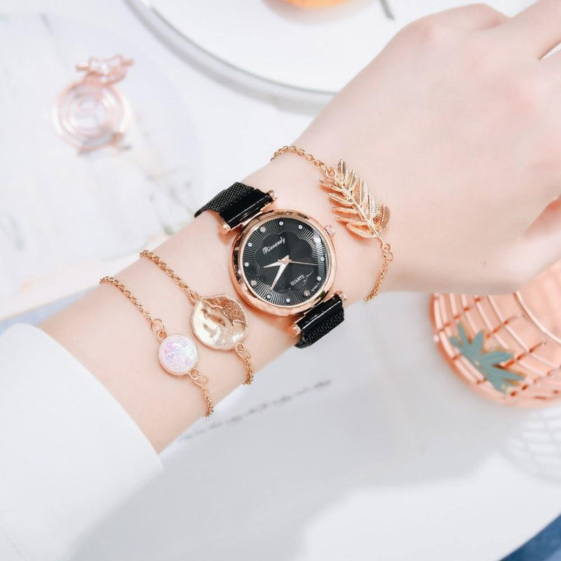 Relógio Feminino Luxury Premium + 3 Braceletes Grátis