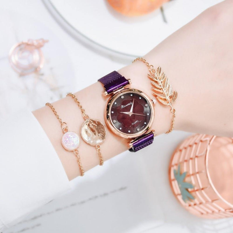 Relógio Feminino Luxury Premium + 3 Braceletes Grátis