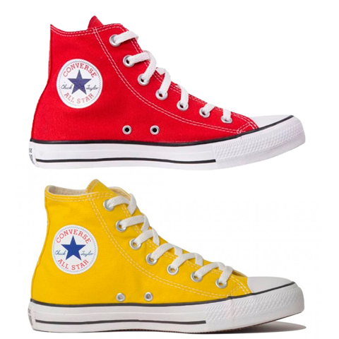 Kit 2 Pares All Star Cano Alto (VERMELHO + AMARELO)